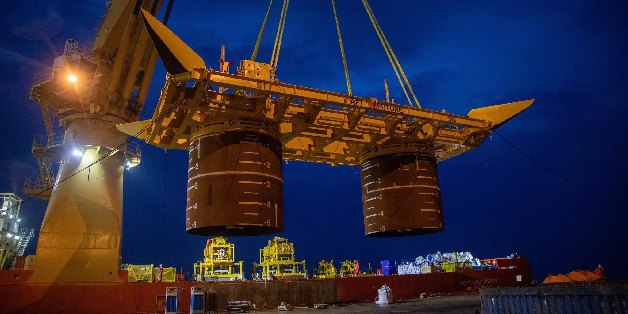Bauge brønnramme hentet av Ocean Installer hos Randaberg Industries.
(Foto: Ørjan Richardsen / Equinor)