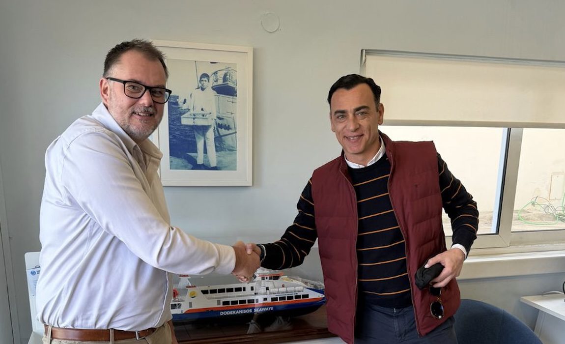 Daglig leder i GOT Marine Andre Rustad her på besøk i Hellas sammen med Christos Spanos CEO av Dodekanisos Seaways. Foto: Thomas Granfeldt, GOT